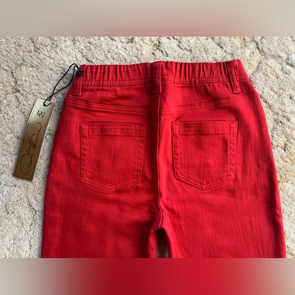 NWT DG2 by DIANE GILMAN PULL-ON RED STRETCH WAIST SKINNY JEANS IN SIZE PXS/2P - Picture 7 of 15
